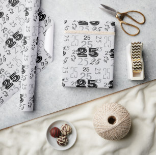Papier Cadeau Numéros de fumée noire gris Personnalisé
