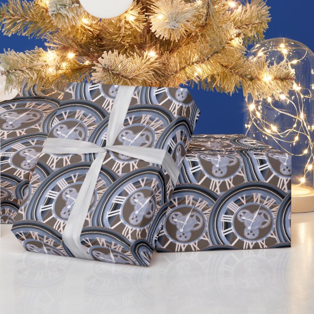 Papier Cadeau Numéros romains Horloge Vintage (Vacances)