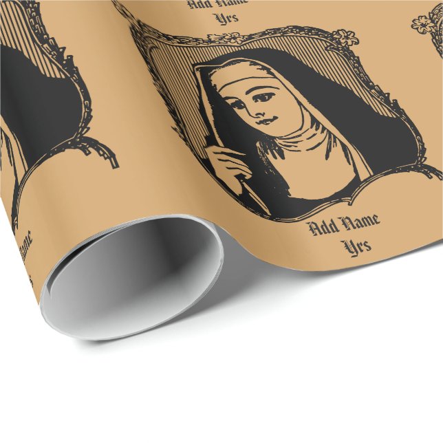 Papier Cadeau NUN Ordination Anniversaire Cadeau Merci personnal (Coin rond)