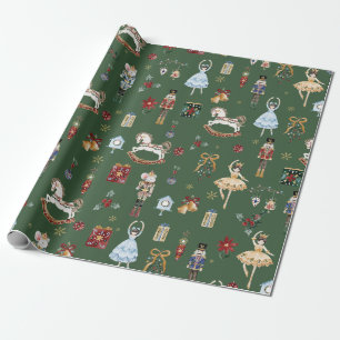 Papier Cadeau Nutcracker Christmas Ballet Aquarelle Vintage