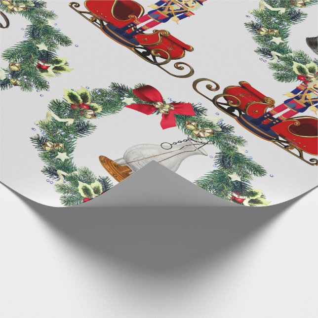 Papier Cadeau Nutcracker Sleigh Vintage Lanternes (Coin)