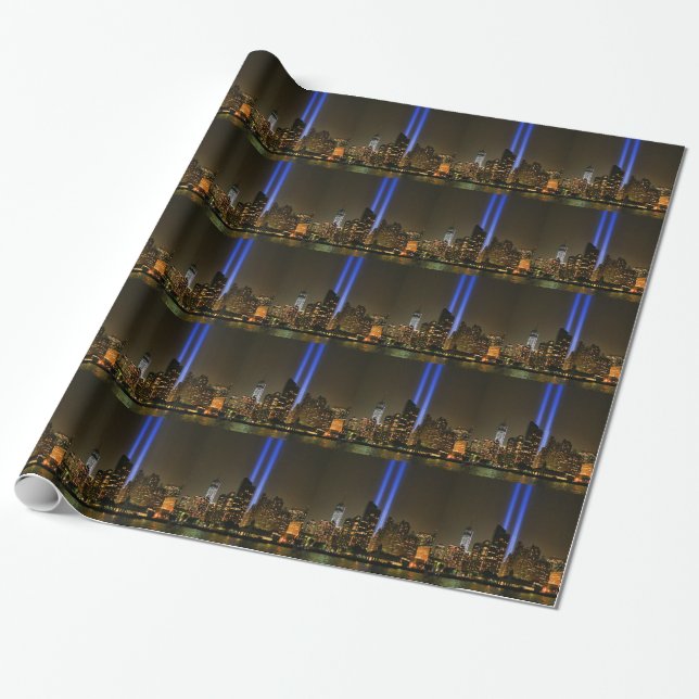 Papier Cadeau NYC Skyline: Hommage Du 11 Septembre À La Lumière  (Déroulé)
