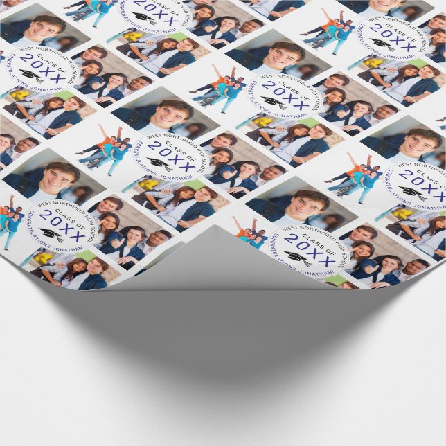 Papier Cadeau Obtention du diplôme vos photos et année nommées (Coin)