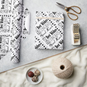 Papier Cadeau Occasion des Meilleurs voeux Noir/Blanc