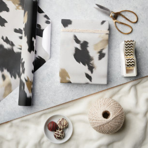 Papier Cadeau Occidental Black White Gold Cowhal Anniversaire