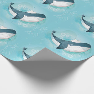 Papier Cadeau Océan baleine