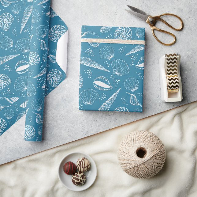 Papier Cadeau Océan bleu coquillage (Artisanat)