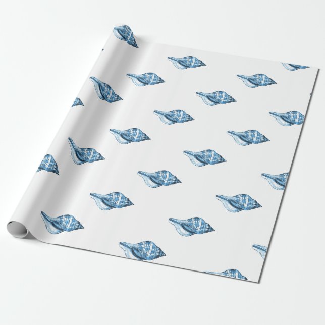 Papier Cadeau Océan côtier nautique de mer de plage de coquille (Déroulé)