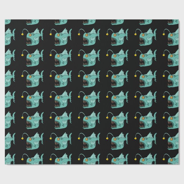Papier Cadeau Ocean Theme Boys Anniversaire Anglerfish (Plat)