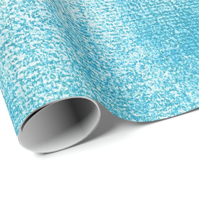 Papier Cadeau Ocean Tiffany Aqua Paint White Linen Aquarelle (Coin rond)