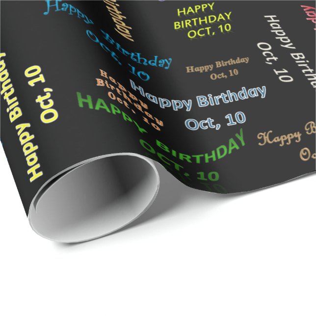 Papier Cadeau Octobre, 10 Anniversaire Cadeau Papier (Coin rond)