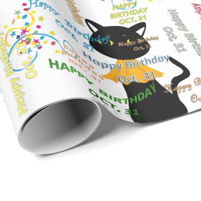 Papier Cadeau Octobre, 31 Anniversaire Cadeau Papier (Coin rond)