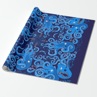 Papier Cadeau Octopus bleu