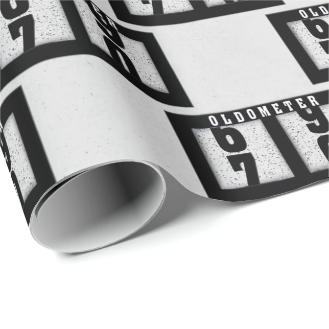 Papier Cadeau Odomètre noir pour 70e anniversaire (Coin rond)