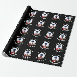 Papier Cadeau Oeil Aimer Rock Et Rouler Drôle Eyeball Pun Dark B