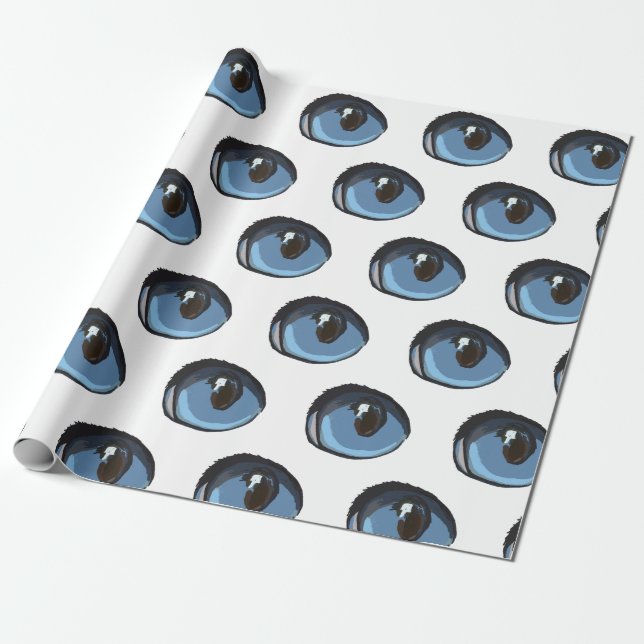 Papier Cadeau Oeil de chat bleu (Déroulé)