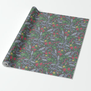 Papier Cadeau Œillets Papillons Fleurs Vintage Souci