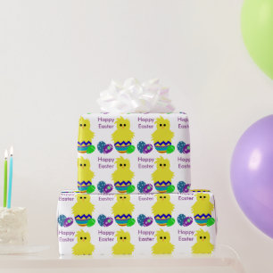 Papier Cadeau Oeuf-Chick jaune mou