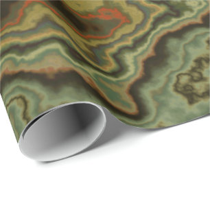 Papier Cadeau Oeuf D'Agate Vert Figuré Orange