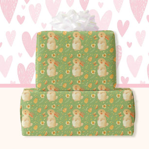 Papier Cadeau Oeuf de lapin de Pâques Jaune printemps Vert Cotta