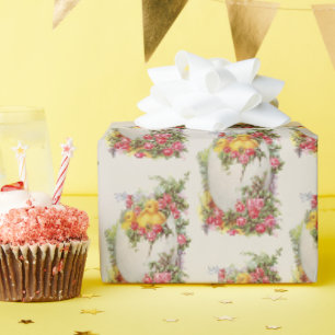 Papier Cadeau Oeuf de Pâques avec poules et papier d'enveloppeme