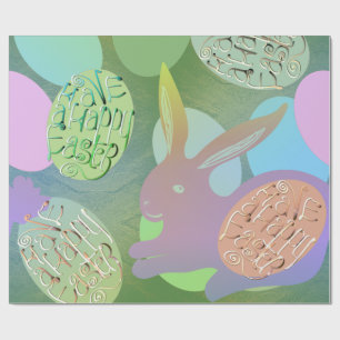 Papier Cadeau Oeufs de lapin de Pâques