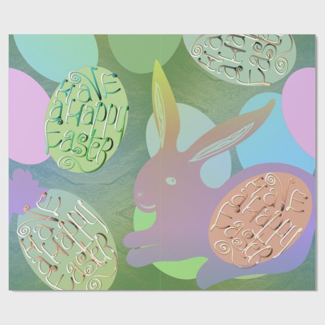 Papier Cadeau Oeufs de lapin de Pâques (Plat)