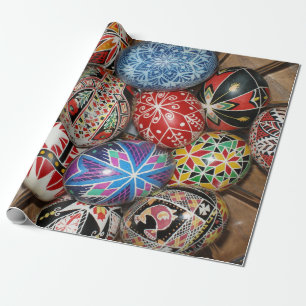 Papier Cadeau Oeufs de pâques colorés