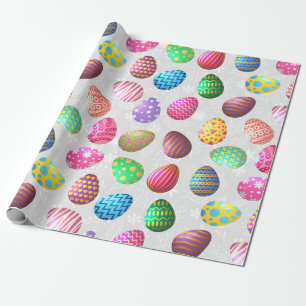 Papier Cadeau Œufs de Pâques colorés vintage