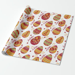 Papier Cadeau OEufs de Pâques floraux colorés