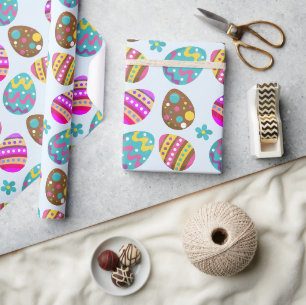 Papier Cadeau OEufs de Pâques Pastel cadeau bleu 