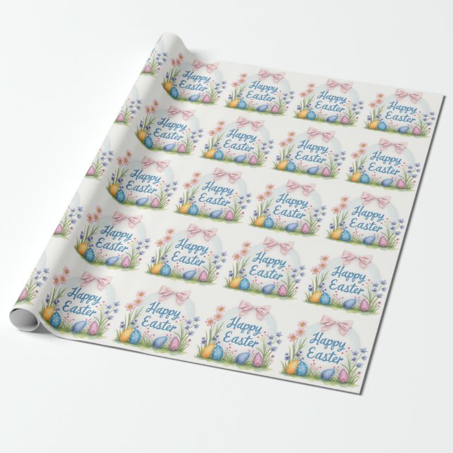 Papier Cadeau Œufs de Pâques Populaires Belle Collection (Déroulé)