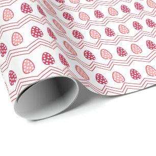Papier Cadeau Œufs de Pâques roses rouges motif de Pâques  