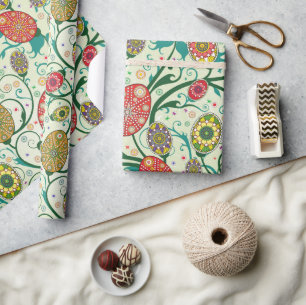 Papier Cadeau OEufs de Pâques scandinaves colorés