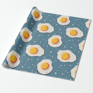 Papier Cadeau Oeufs frits sur le bleu