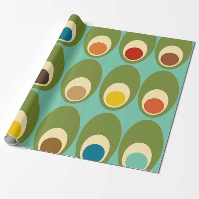 Papier Cadeau Oeufs modernes du milieu du siècle (Déroulé)
