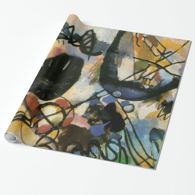 Papier Cadeau Oeuvre Abstraite de Kandinsky Black Spot (Déroulé)