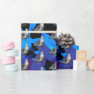 Papier Cadeau Œuvre d'art sur les pigeons Dessin d'oiseau en noi