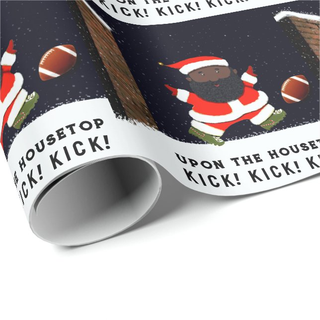 Papier Cadeau Offre de Noël de football (Coin rond)