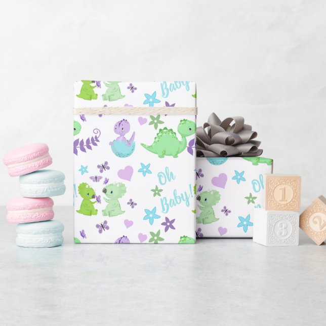 Papier Cadeau Oh Baby Dinosaur Baby shower (Baby Shower)
