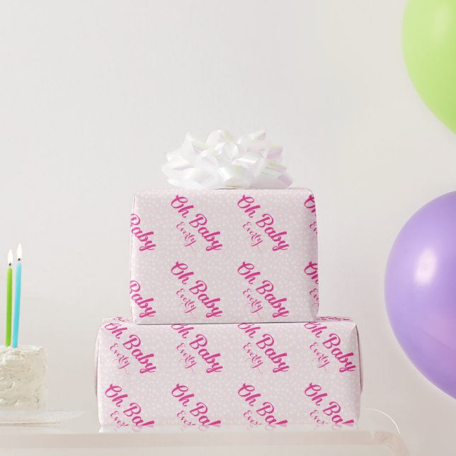 Papier Cadeau Oh Baby Personnalisé Fille Rose (Cadeaux de fête)