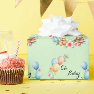 Papier Cadeau Oh Baby shower teddies & ballons