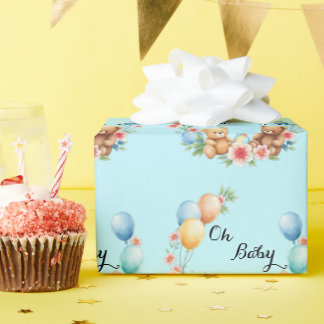 Papier Cadeau Oh Baby shower teddies & ballons