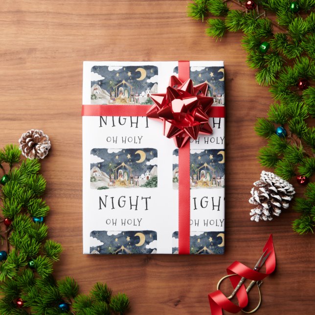 Papier Cadeau Oh Holy Nativité Africaine Américaine Noël (Cadeau de vacances)