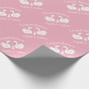 Papier Cadeau Oiseau Baby shower de Swans avec Co-Ed Pink