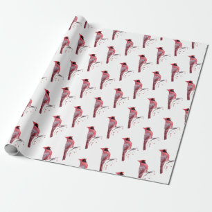 Papier Cadeau Oiseau cardinal rouge