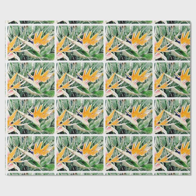 Papier Cadeau Oiseau du paradis hawaïen tropical (Plat)