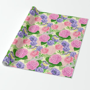 Papier Cadeau Oiseau et fleurs