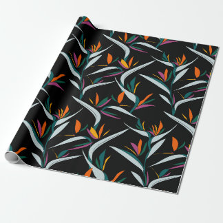 Papier Cadeau Oiseau exotique coloré de fleurs de paradis motif