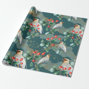 Papier Cadeau Oiseau finlandais, générosité de Noël, baie ro